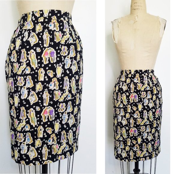 Chloe Womens Skirt Logo Sketch Sketches of People Novelty Print - Picture 7 of 12